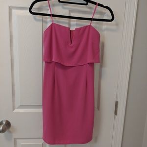 Strapless pink mini dress